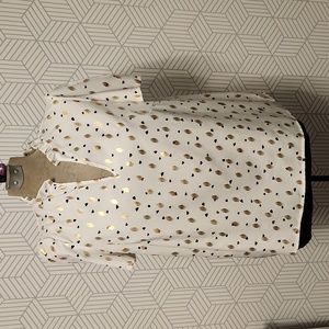 4 for $19 SHEIN Curve White Short-sleeve V-neck Blouse Hearts & Gold Size 0X